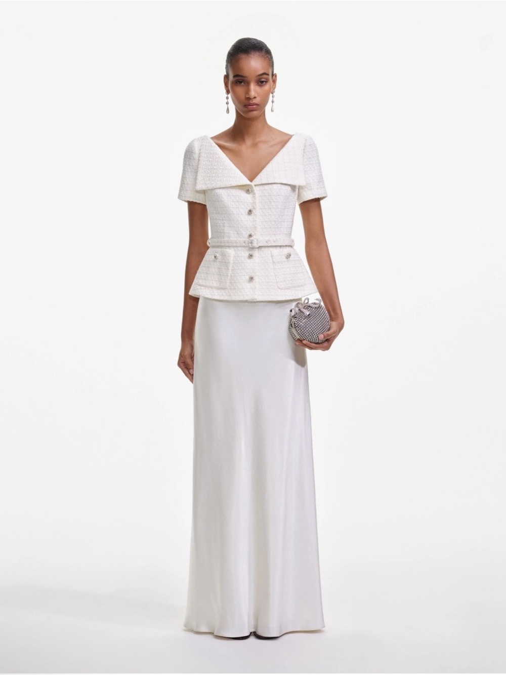 Self-Portrait White Maxi dress - Classic Satin Finish. Size US 6.